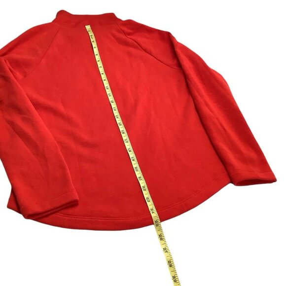 J Crew Fleece Sweater Red Long Sleeve Mock Neck Side Buttons Womens Small - Picture 7 of 10